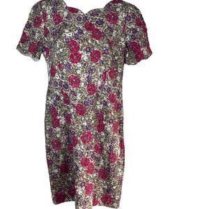 Vintage 90s  Santa Fe Floral Cottagecore Praire Midi Dress size 10 Made in USA